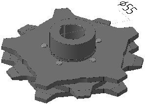 Звездочка приводная редуктора горизонт части ТСН-160 (Ф 55 мм.) ТСН 01.344 - фото 15659